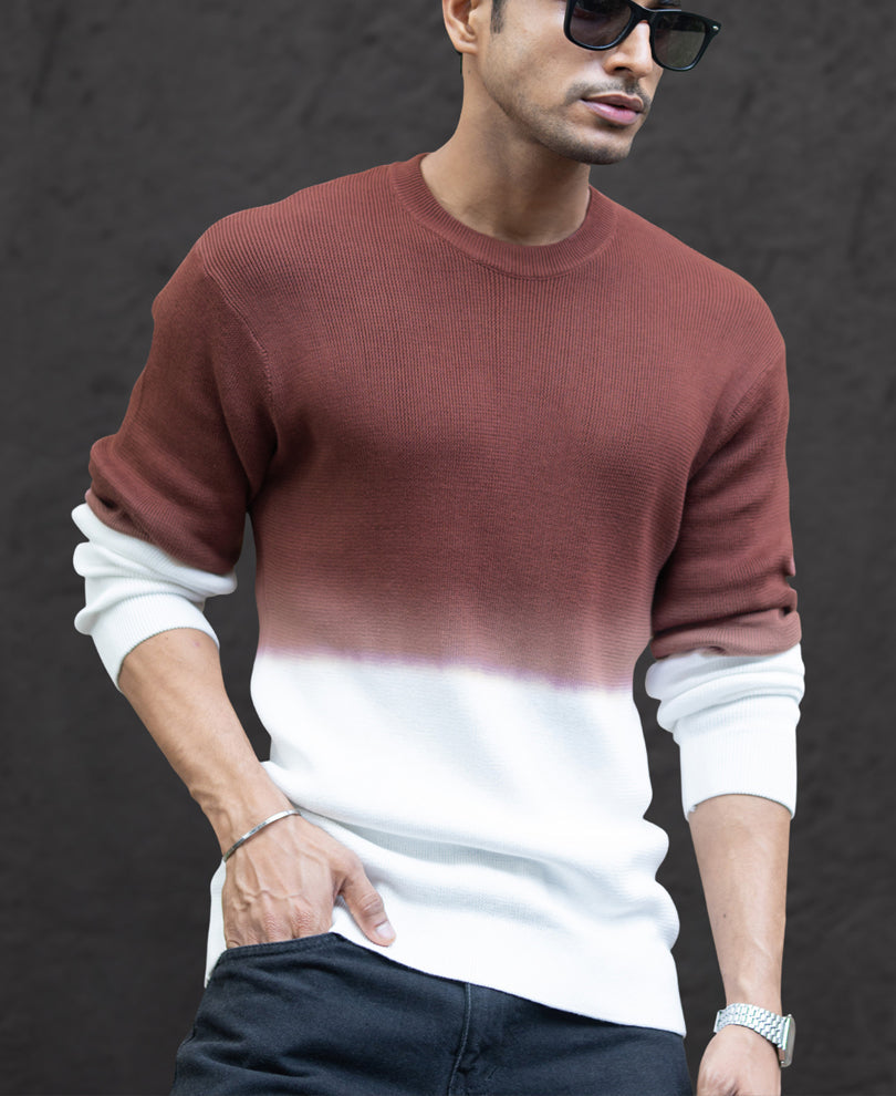 Rust Ombre Knit T-Shirt 100% Cotton