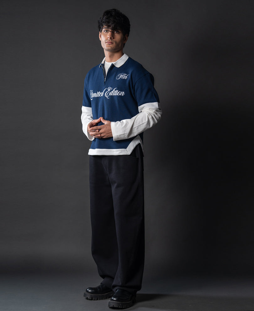 Indigo Blue Embroidered T-Shirt
