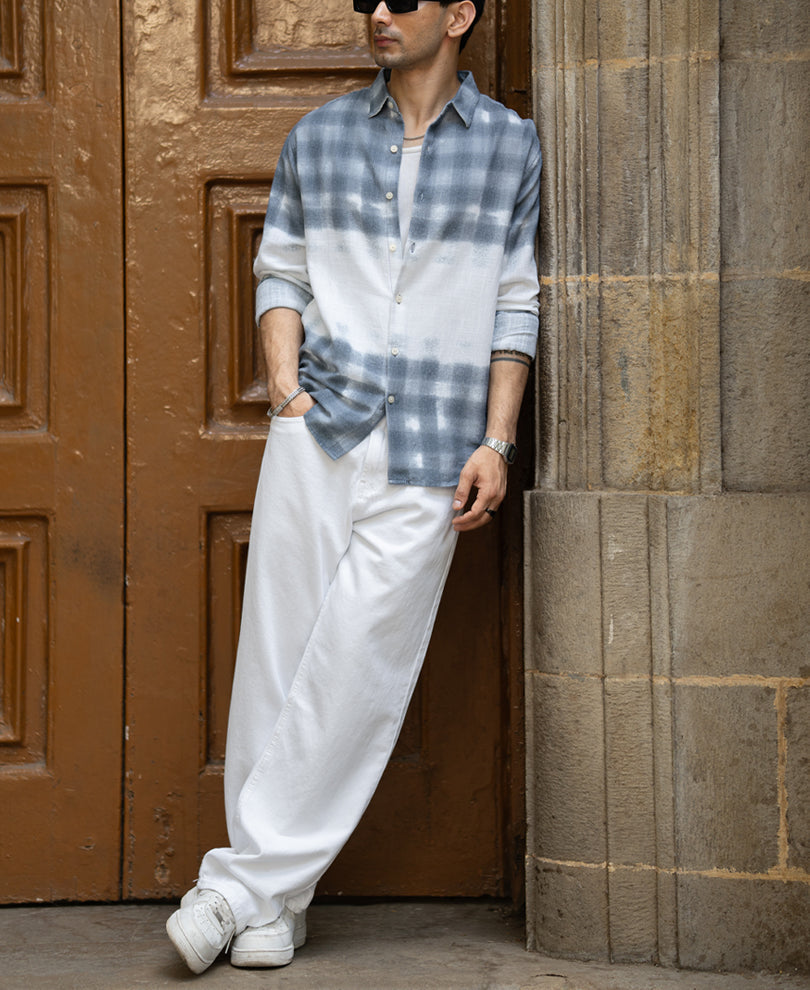 Blue Abstract Print Shirt 100% Cotton