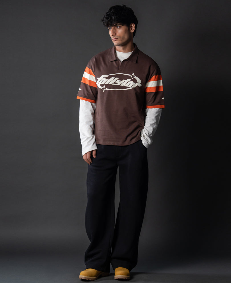 Brown Graphic Polo T-Shirt 100% Cotton