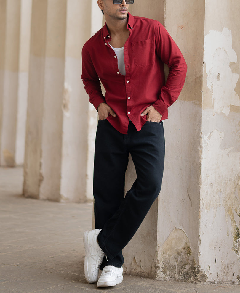 Brick Red Oxford Shirt 100% Cotton