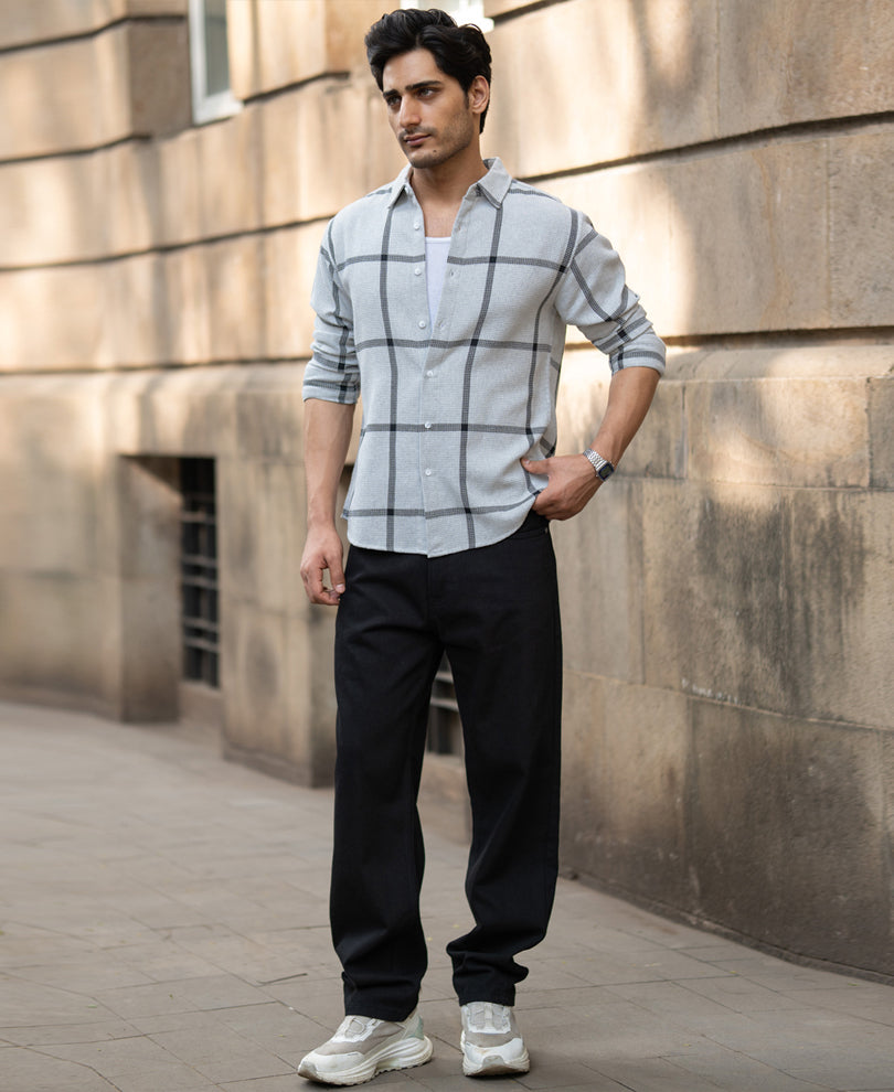 Grey Structure Checks Shirt