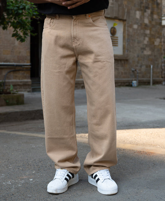 Beige Baggy Fit Jeans