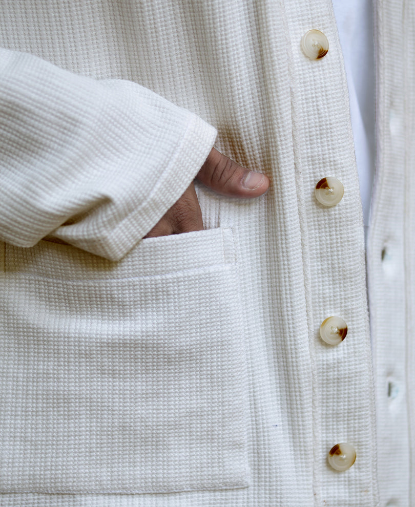 Off White Structured Knit Cardigan
