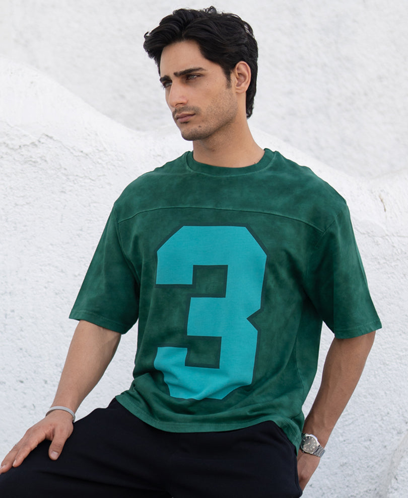 Dark Green Washed Graphic T-Shirt