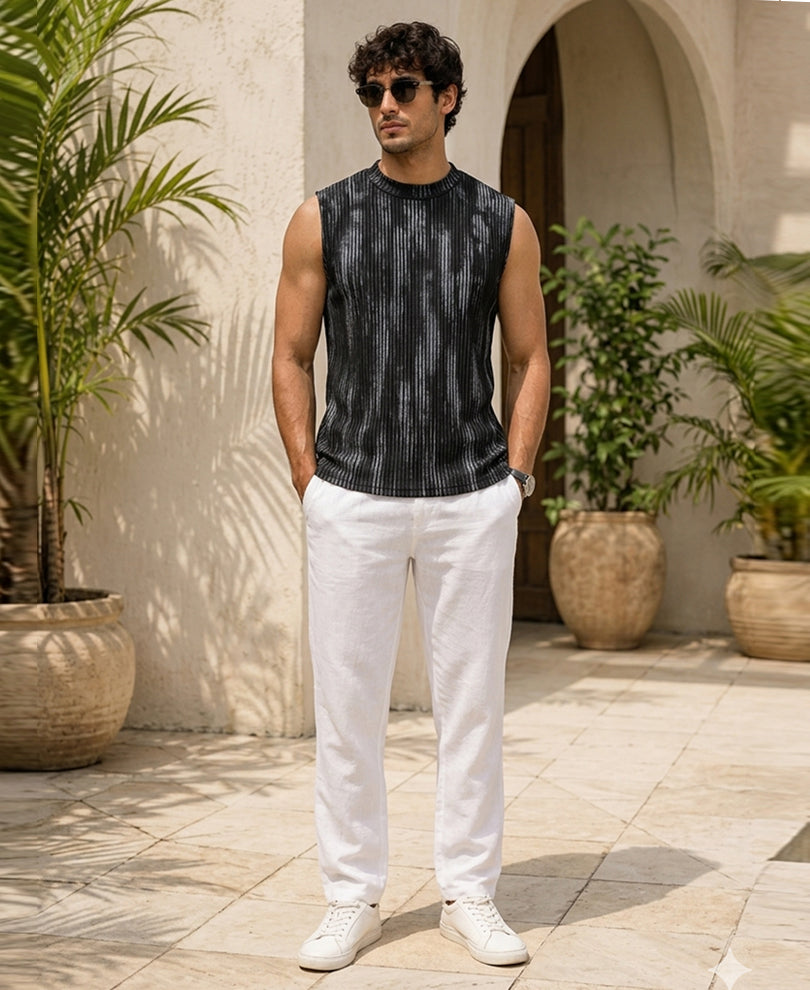 Black Abstract Print Vest