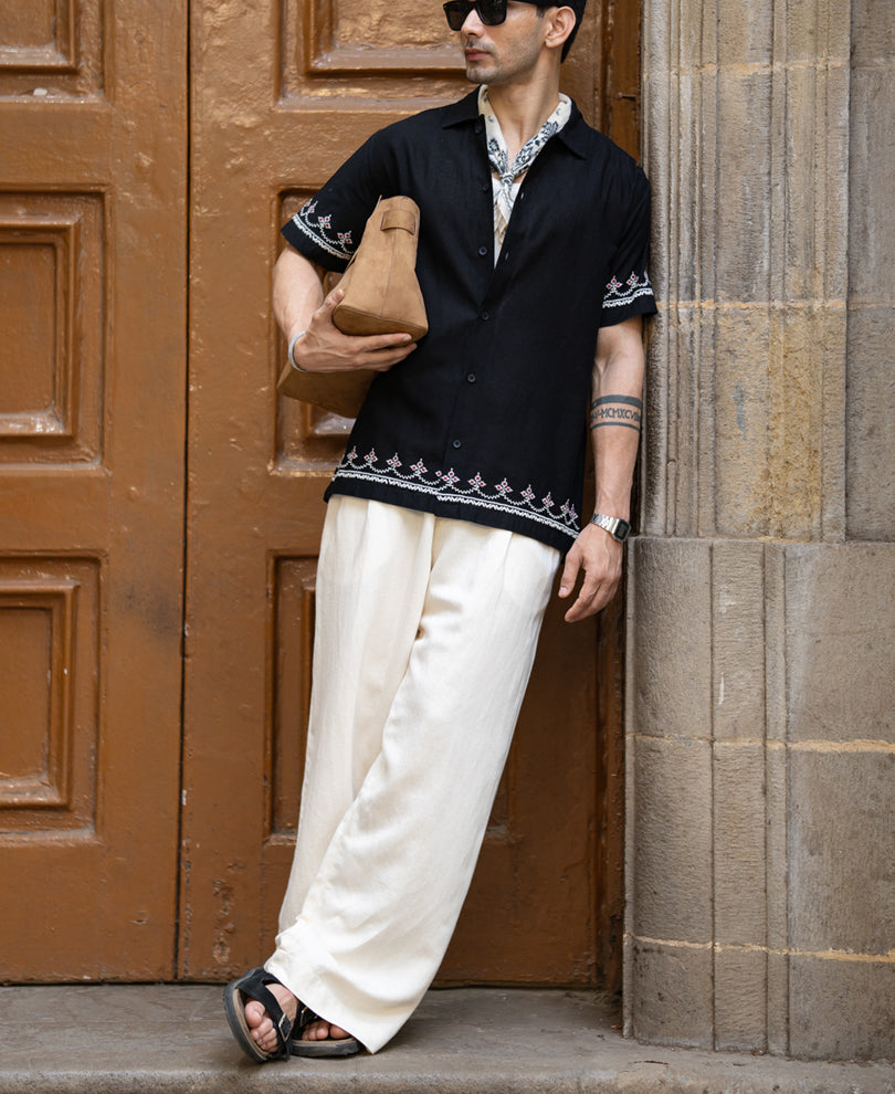 Black Embroidered Lightweight Shirt