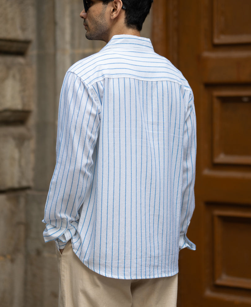 Blue Stripe Linen Blend Shirt