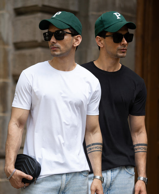 White & Black Basic T-Shirt (Pack of 2)