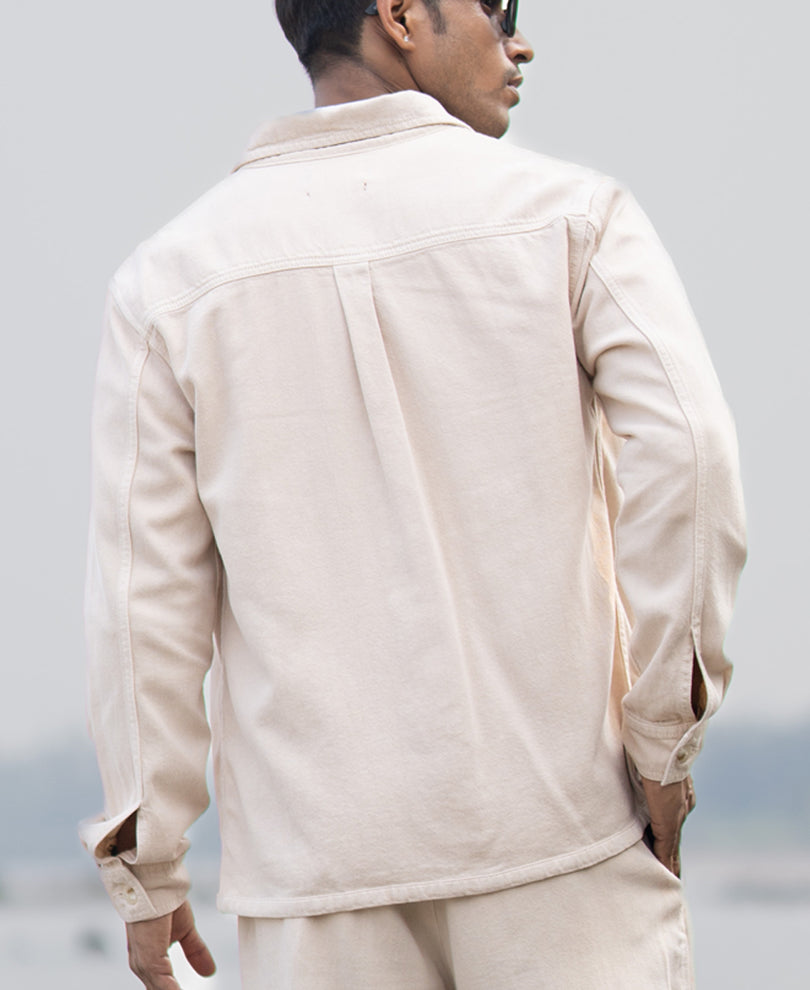 Beige Denim Overshirt 100% Cotton