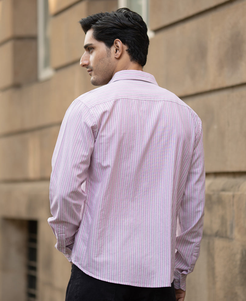 Light Pink Oxford Stripe Shirt 100% Cotton