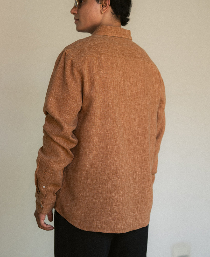 Brick Structured Linen Blend Shirt