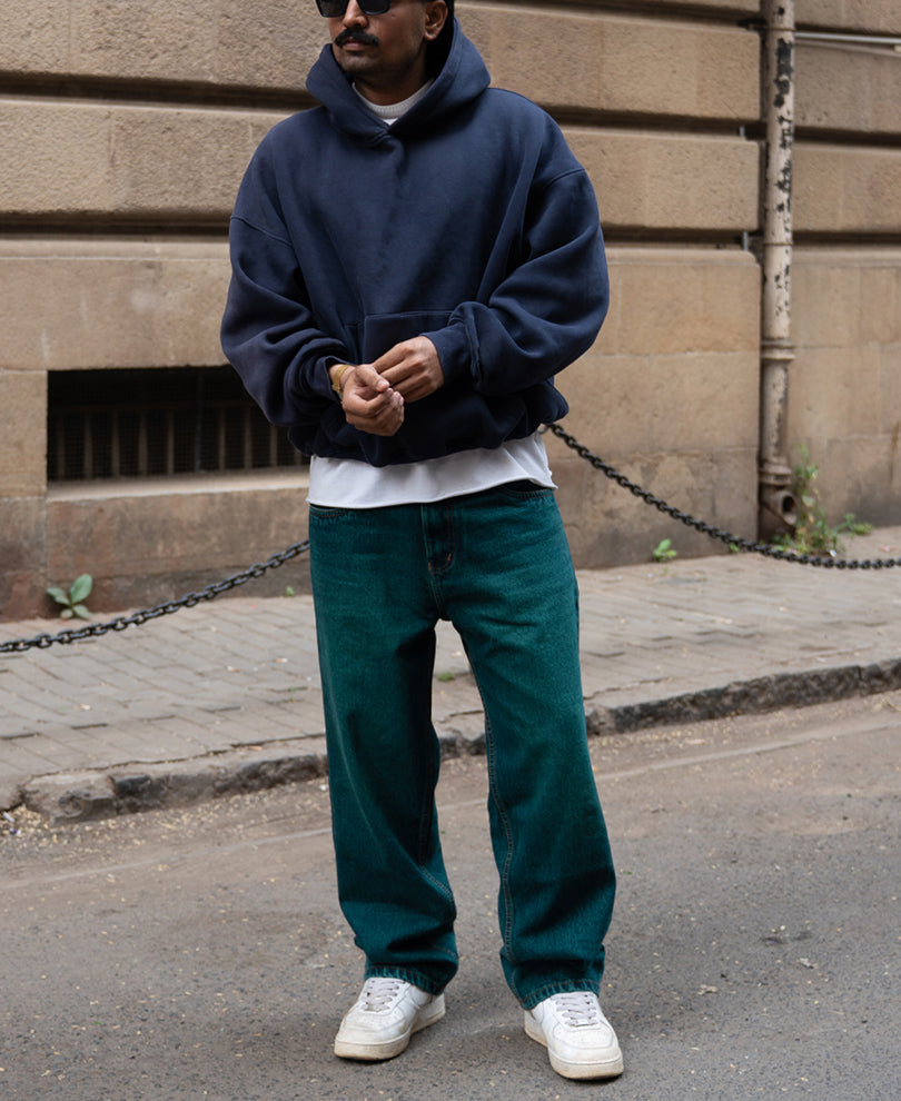Blue Tinted Baggy Fit Jeans
