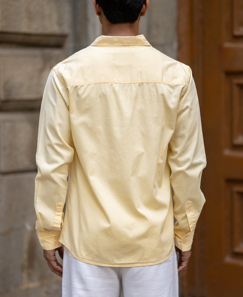 Yellow Overdyed Structure Shirt 100% Cotton