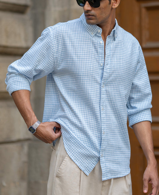 Light Blue Micro Checks Shirt