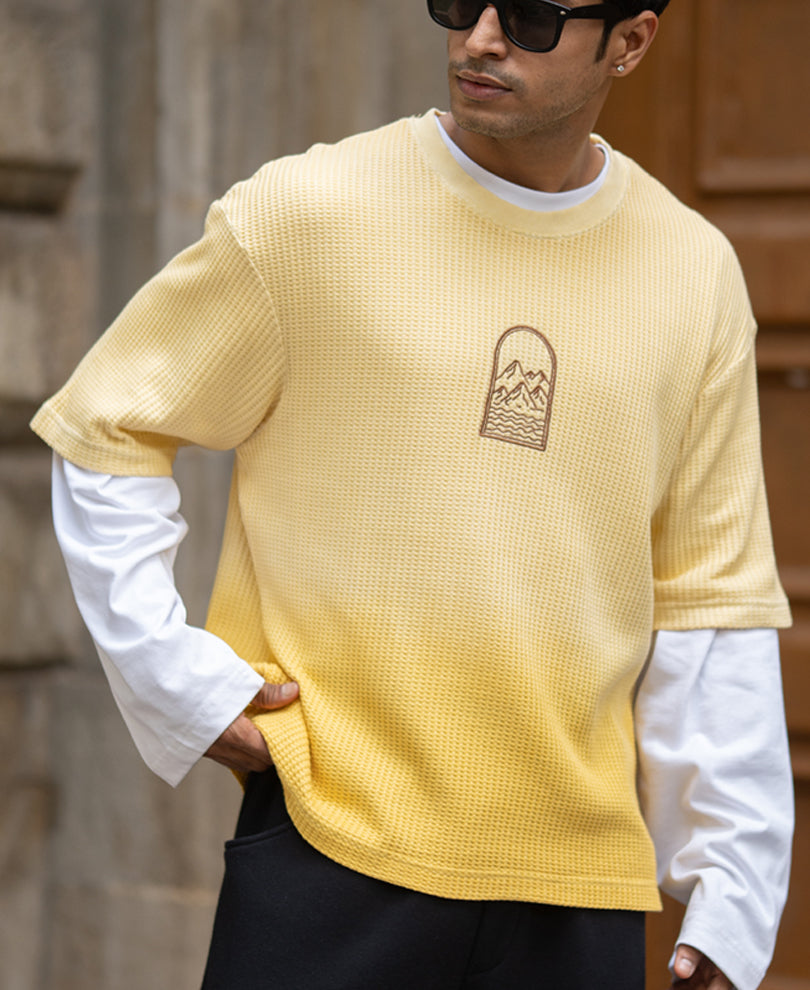 Yellow Structured Ombre T-Shirt