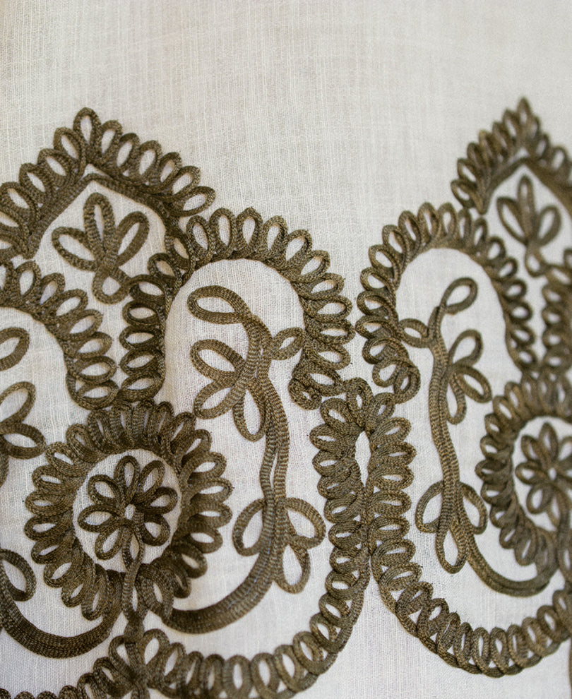 Cream Embroidered Kurta Shirt