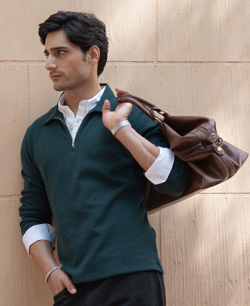 Pine Green Contrast Collar Polo T-Shirt