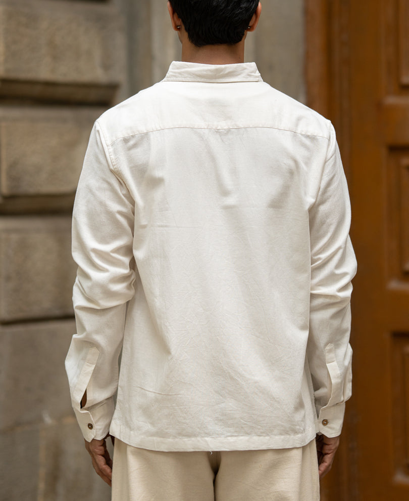Light Beige Palm Embroidery Shirt