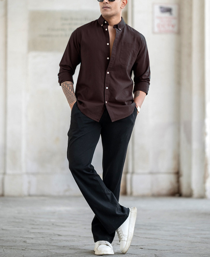 Brown Oxford Shirt 100% Cotton