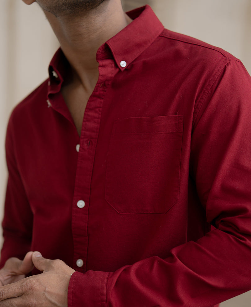 Brick Red Oxford Shirt 100% Cotton