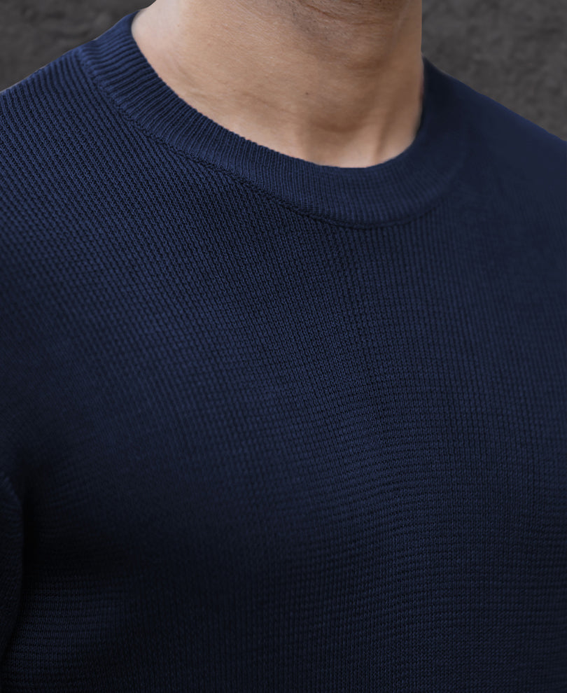 Navy Ombre Knit T-Shirt 100% Cotton