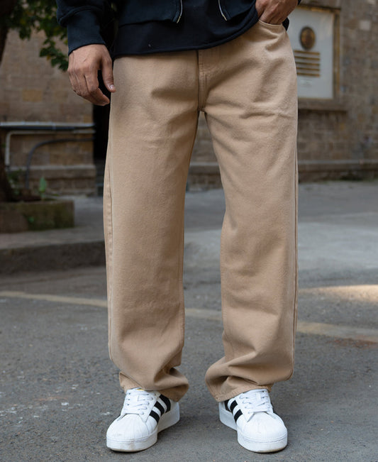 Beige Baggy Fit Jeans