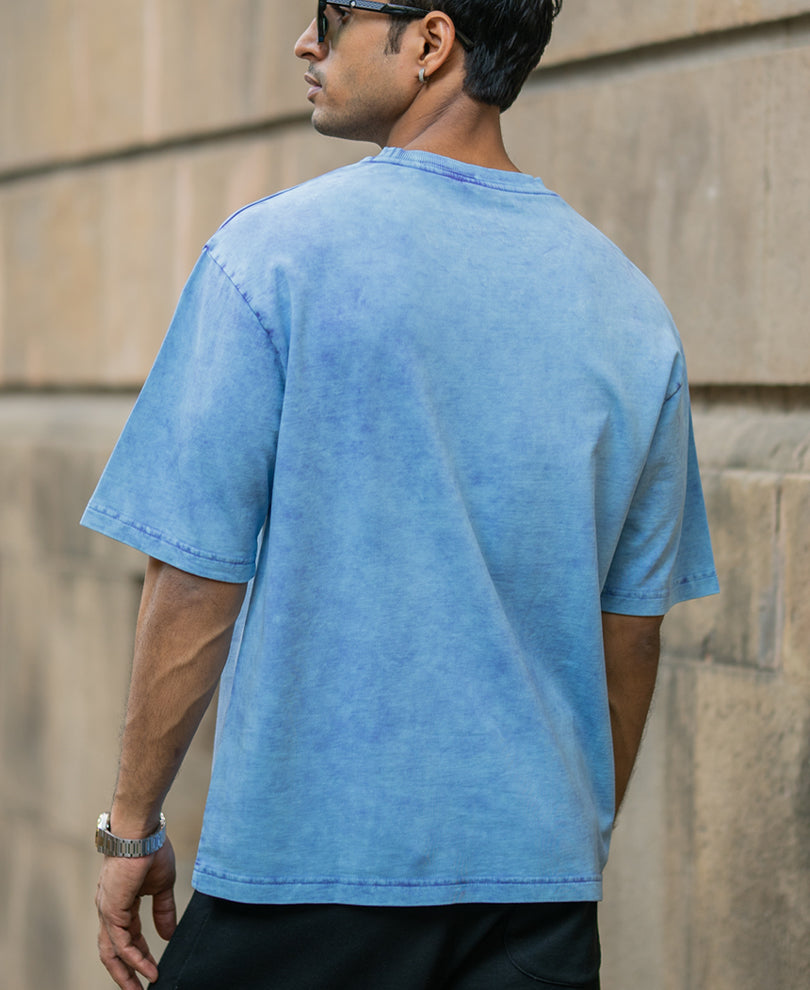 Purple Washed Graphic Half Sleeves T-Shirt 100% Cotton