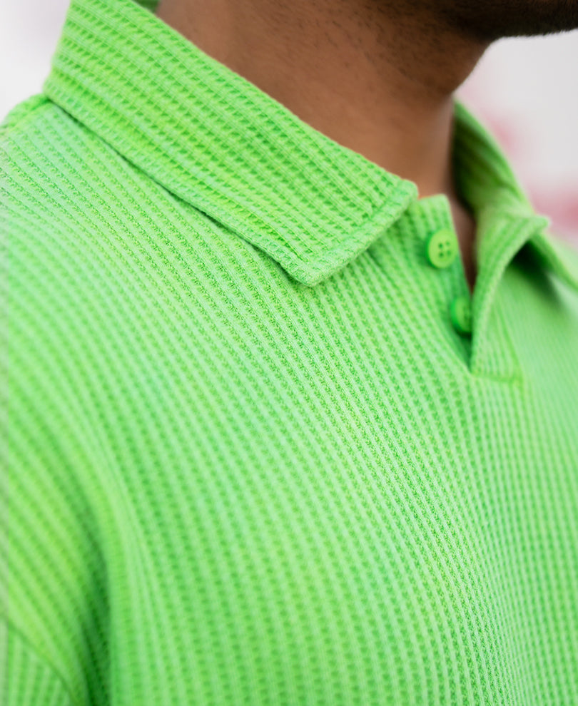 Green Ombre Structured Collar T-Shirt 100% Cotton