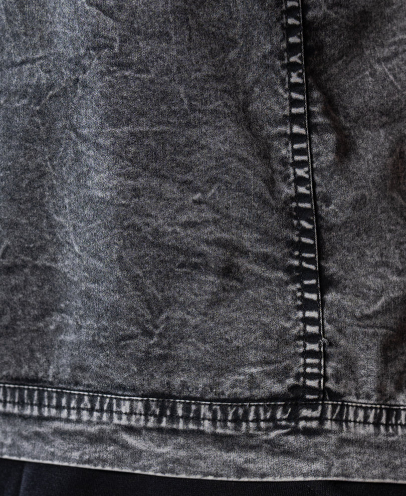 Grey Washed Panelled T-Shirt 100% Cotton
