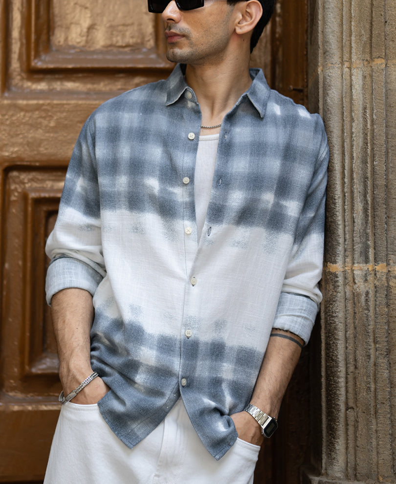 Blue Abstract Print Shirt 100% Cotton