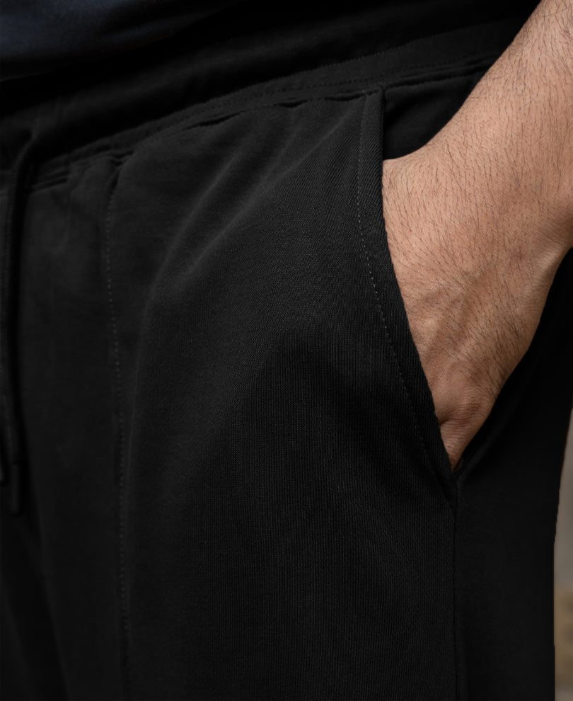 Black Baggy Fit Pleated Trackpant