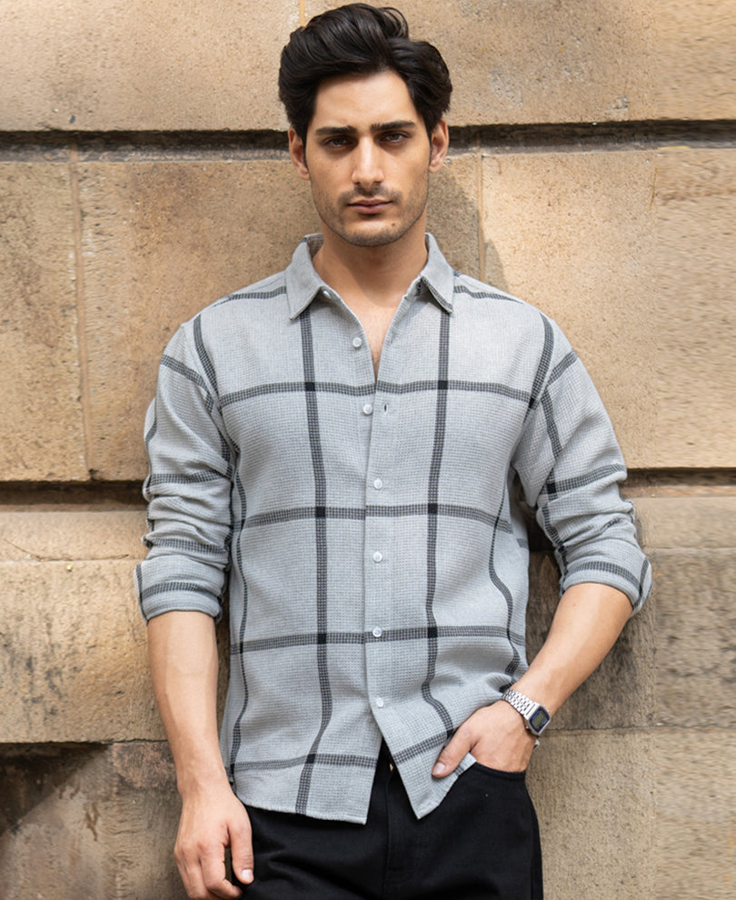 Grey Structure Checks Shirt