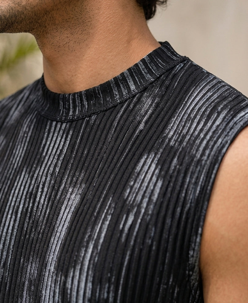 Black Abstract Print Vest