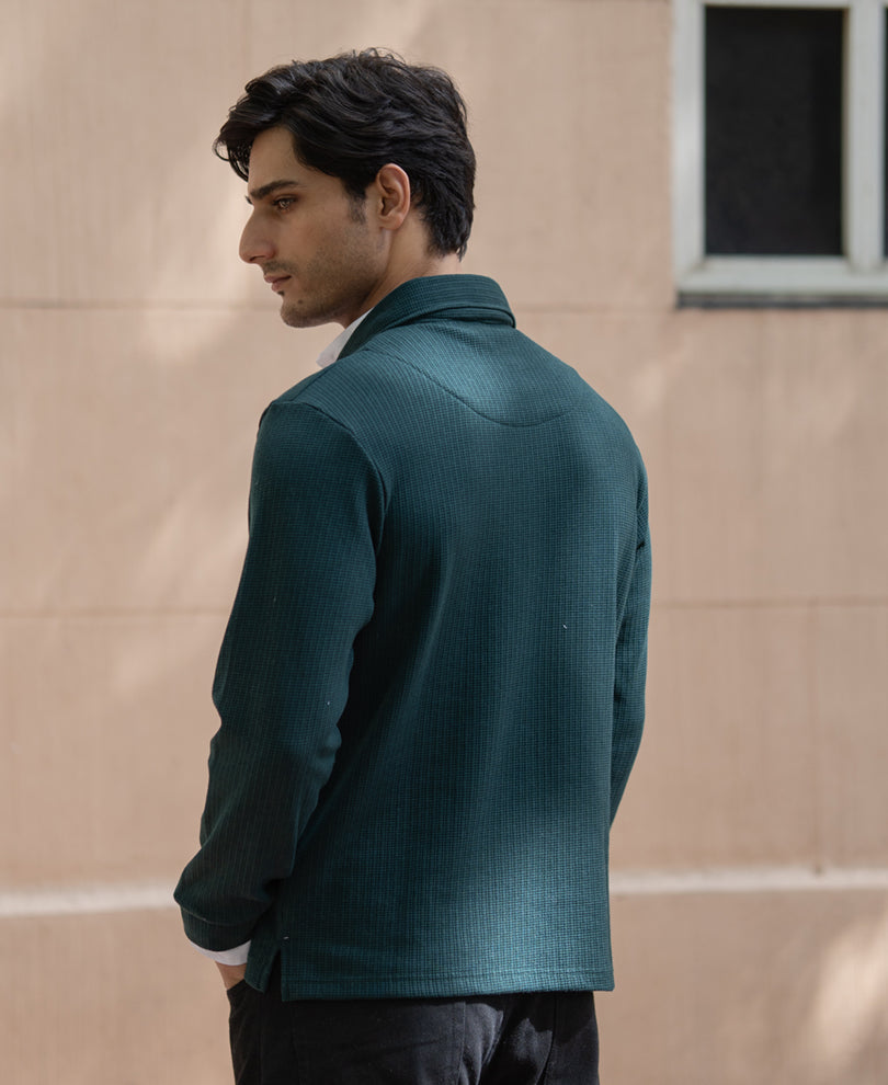 Pine Green Contrast Collar Polo T-Shirt