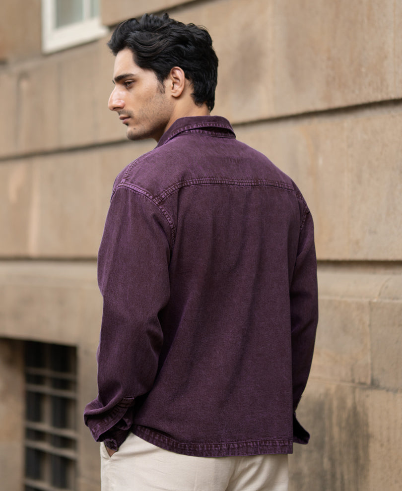 Dark Onion Overdyed Twill Shirt 100% Cotton