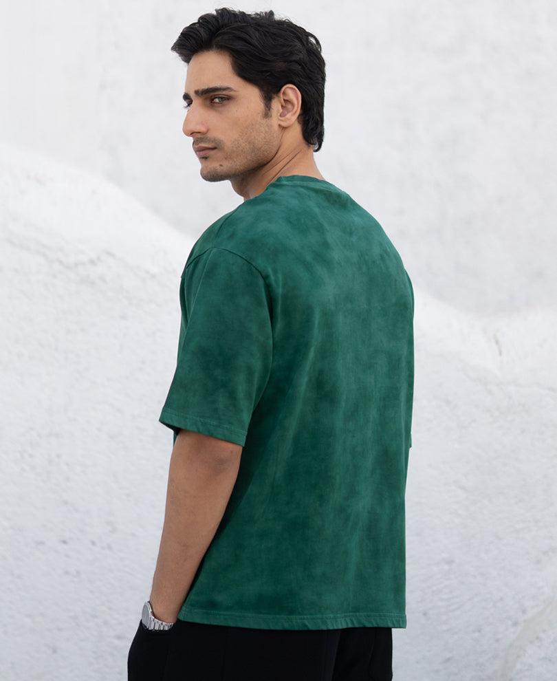 Dark Green Washed Graphic T-Shirt