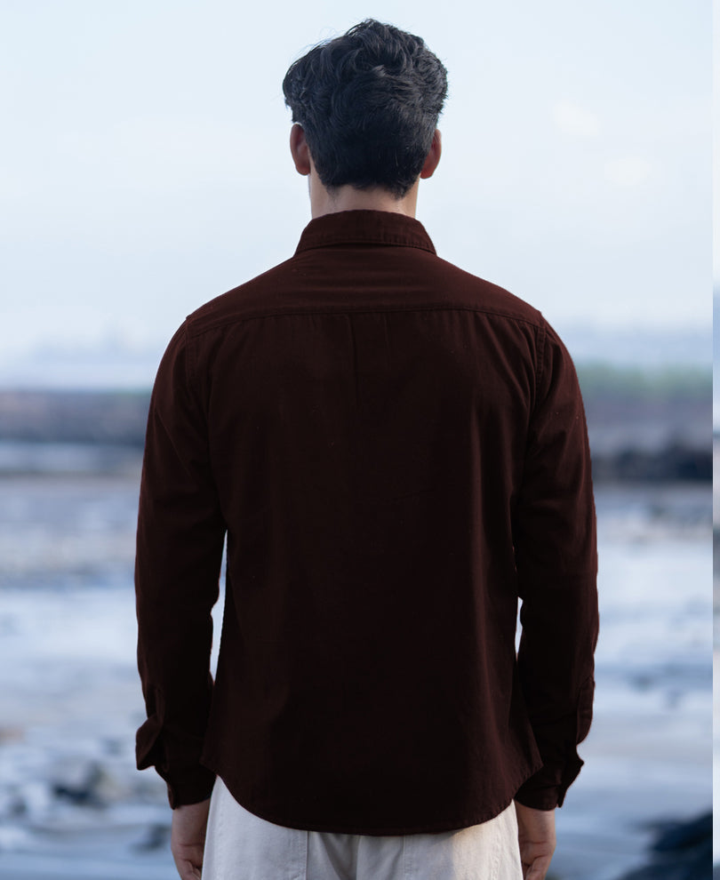 Wine Structured Overshirt With Pockets 100% Cotton