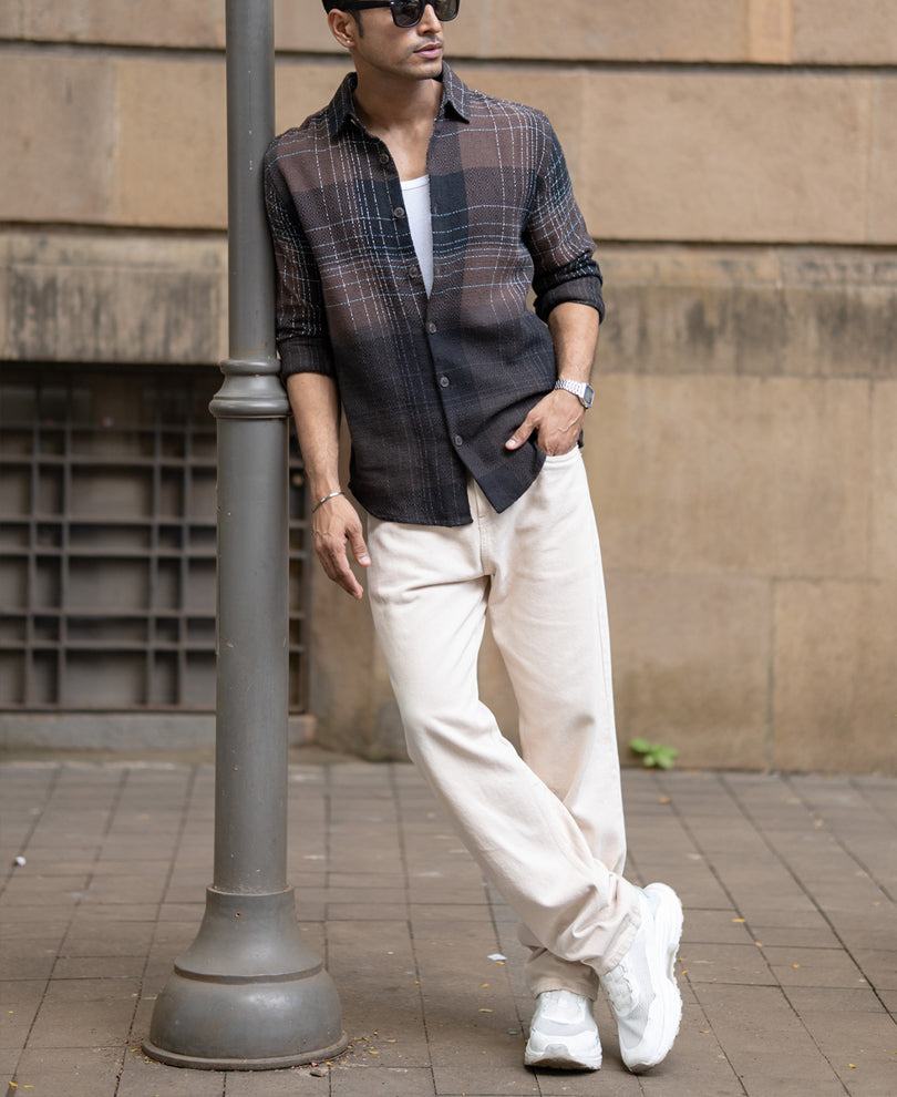 Brown Ombre Checks Shirt