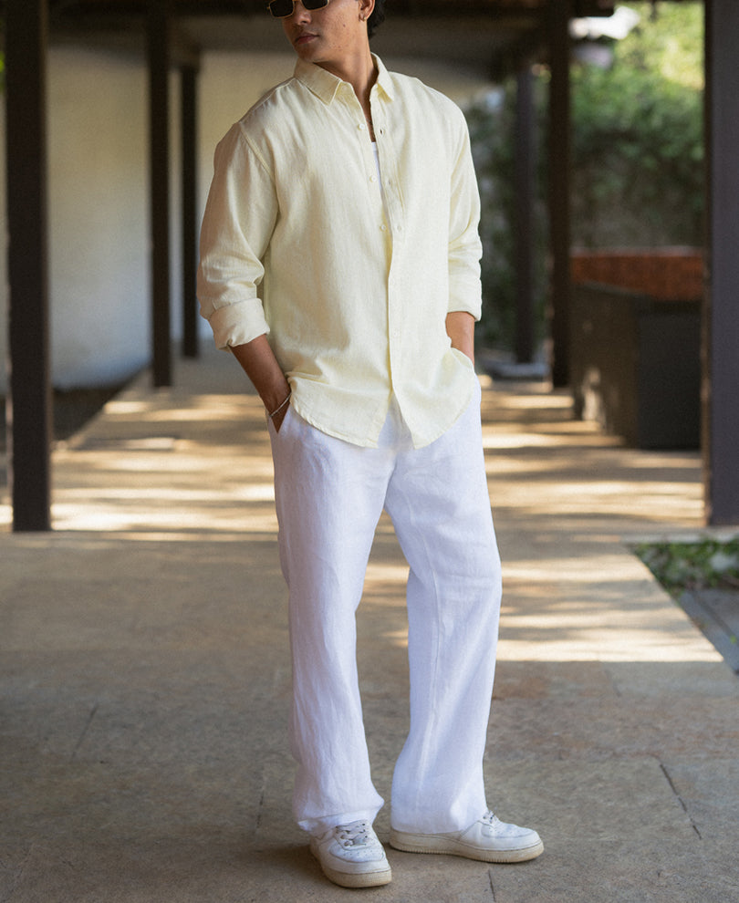 Butter Yellow Linen Blend Shirt