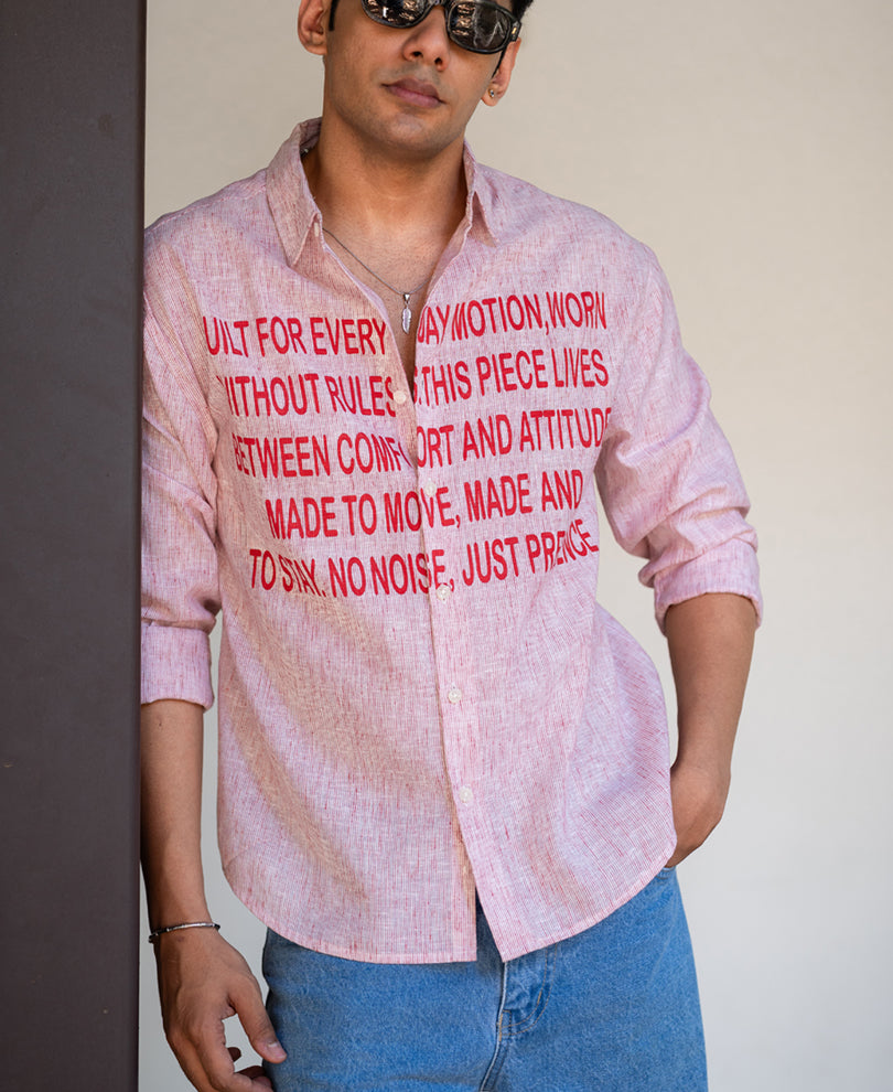 Red Pin Stripe Printed Shirt