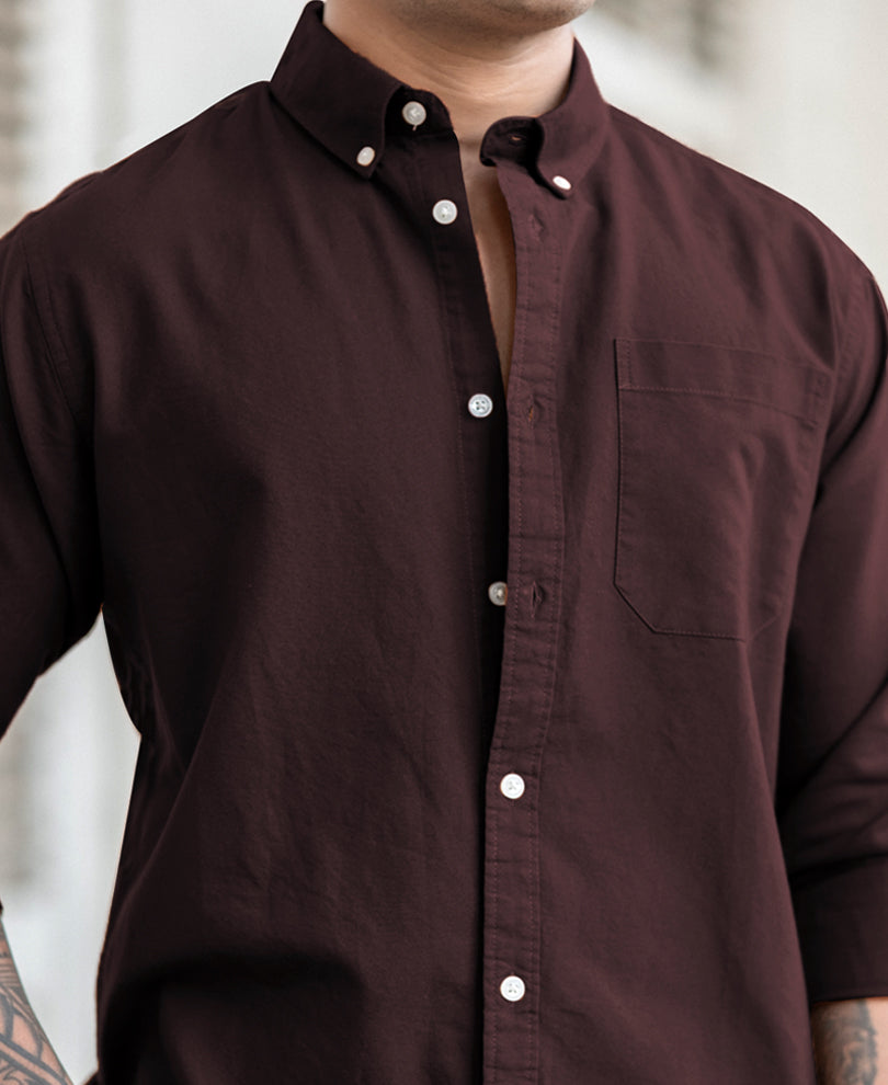Brown Oxford Shirt 100% Cotton