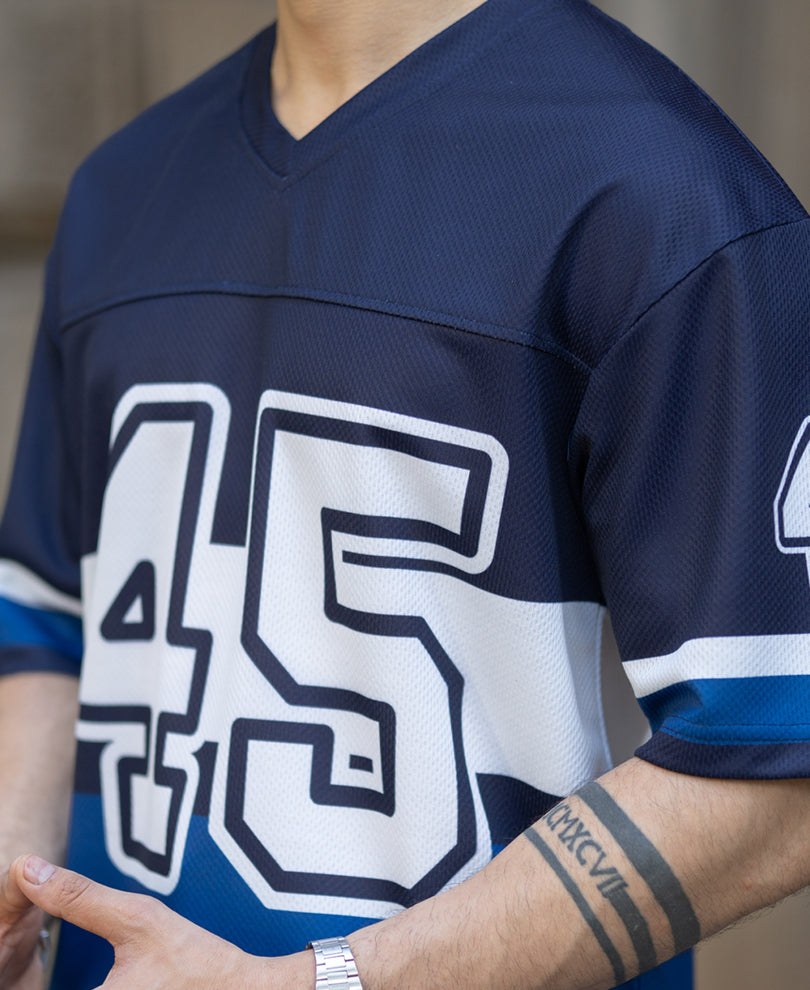 Navy Printed Oversized Jersey T-Shirt