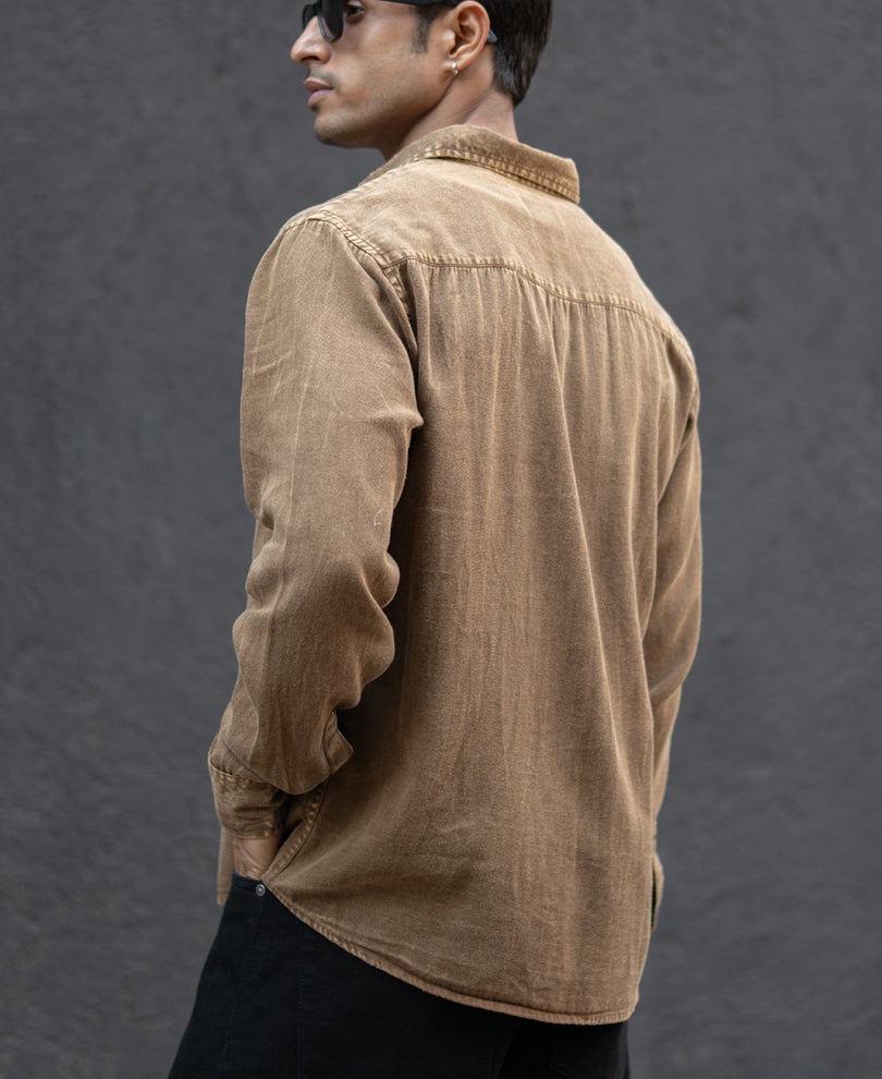 Brown Overdyed Lightweight Shirt