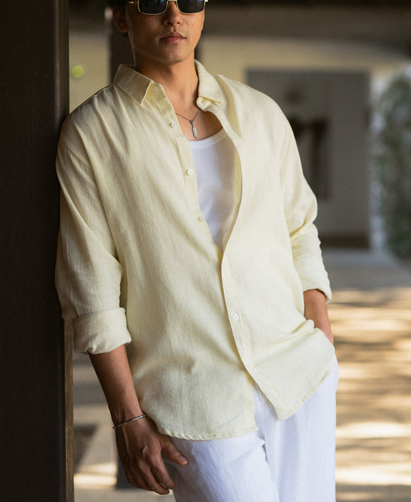 Butter Yellow Linen Blend Shirt