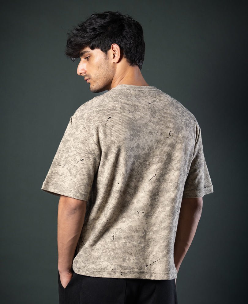 Dark Beige Tie Dye Print T-Shirt