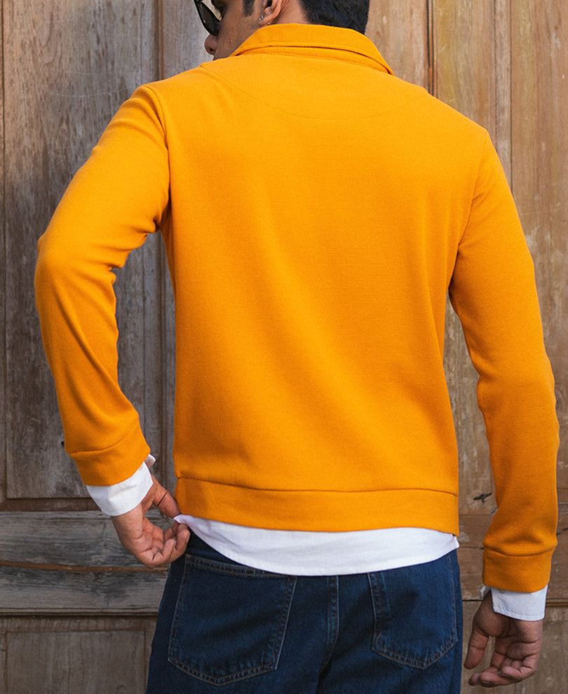 Mustard Contrast Collar Polo T-Shirt 100% Cotton