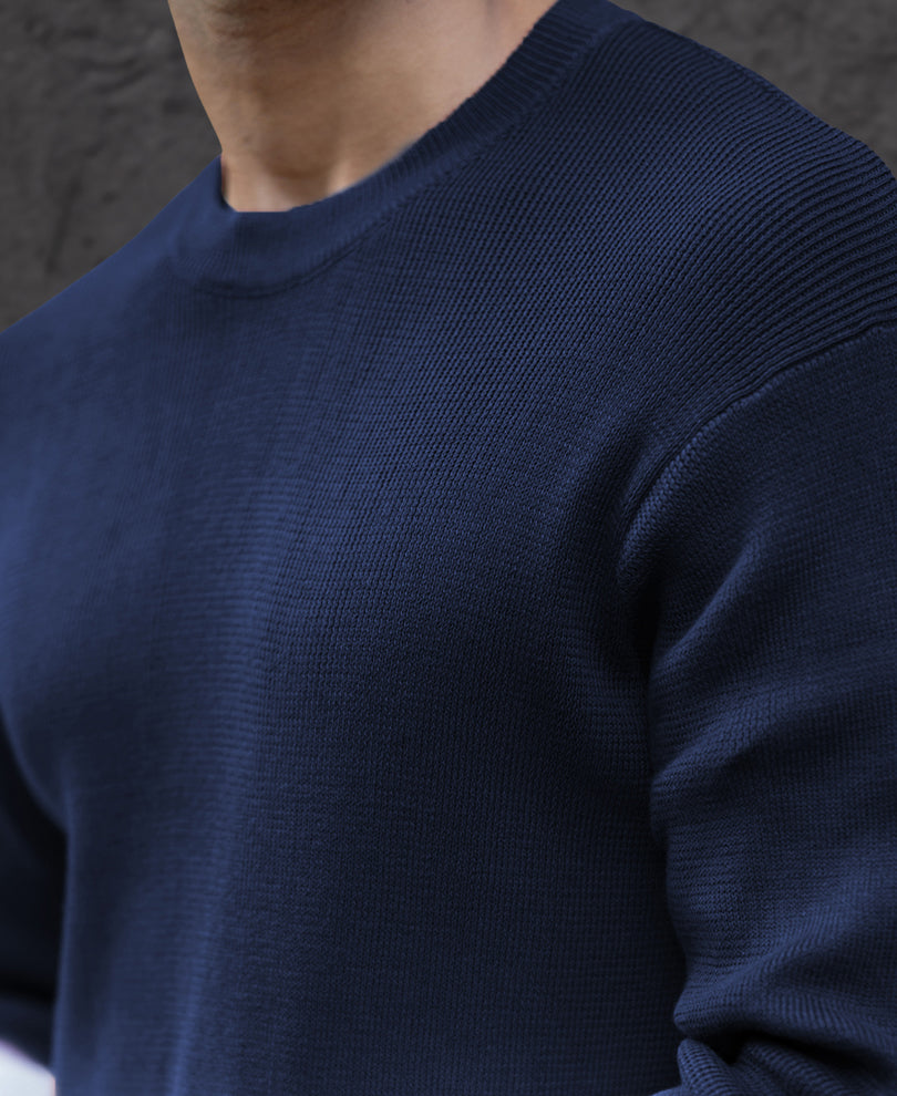 Navy Ombre Knit T-Shirt 100% Cotton