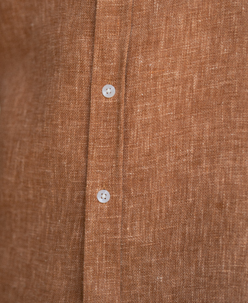 Brick Structured Linen Blend Shirt