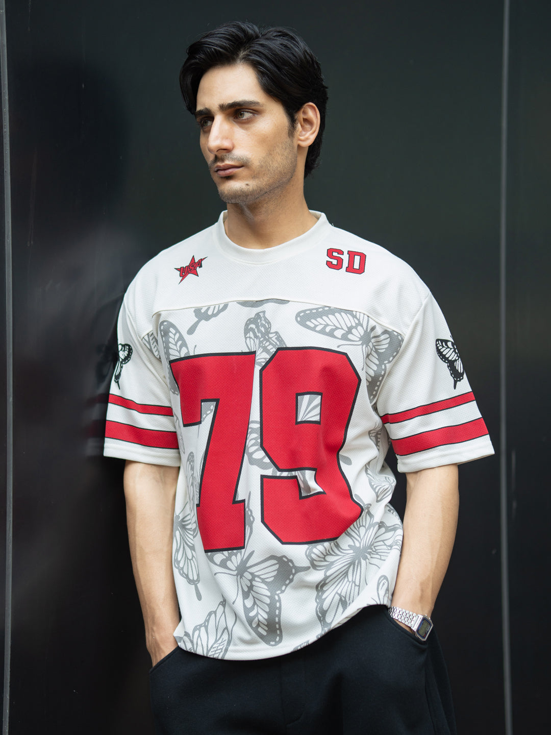 Off White Butterfly Print Jersey T-Shirt